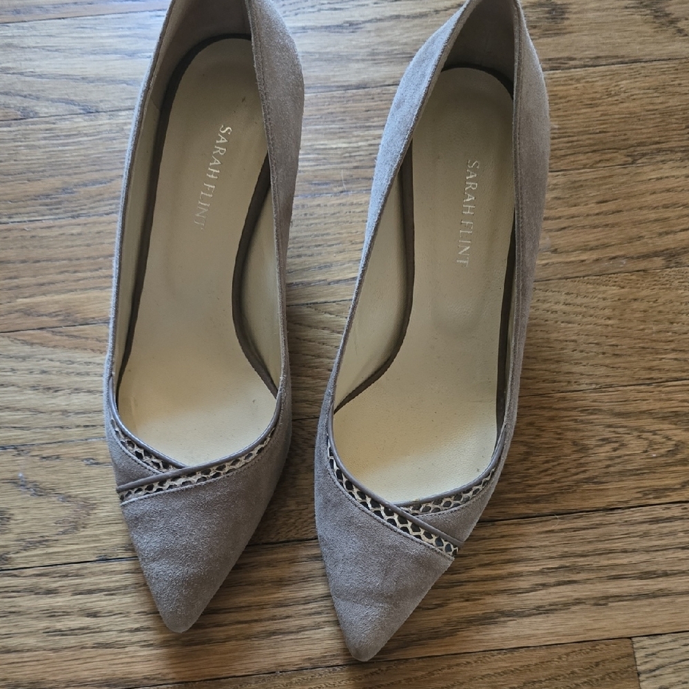 Sarah Flint Tan Heels with Sparkly Trim